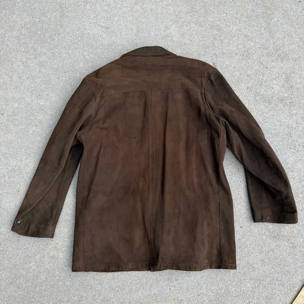 60s Oakbrook Sportswear Brown Suede Leather Sears Jacket Faux Fur Lined Size 42